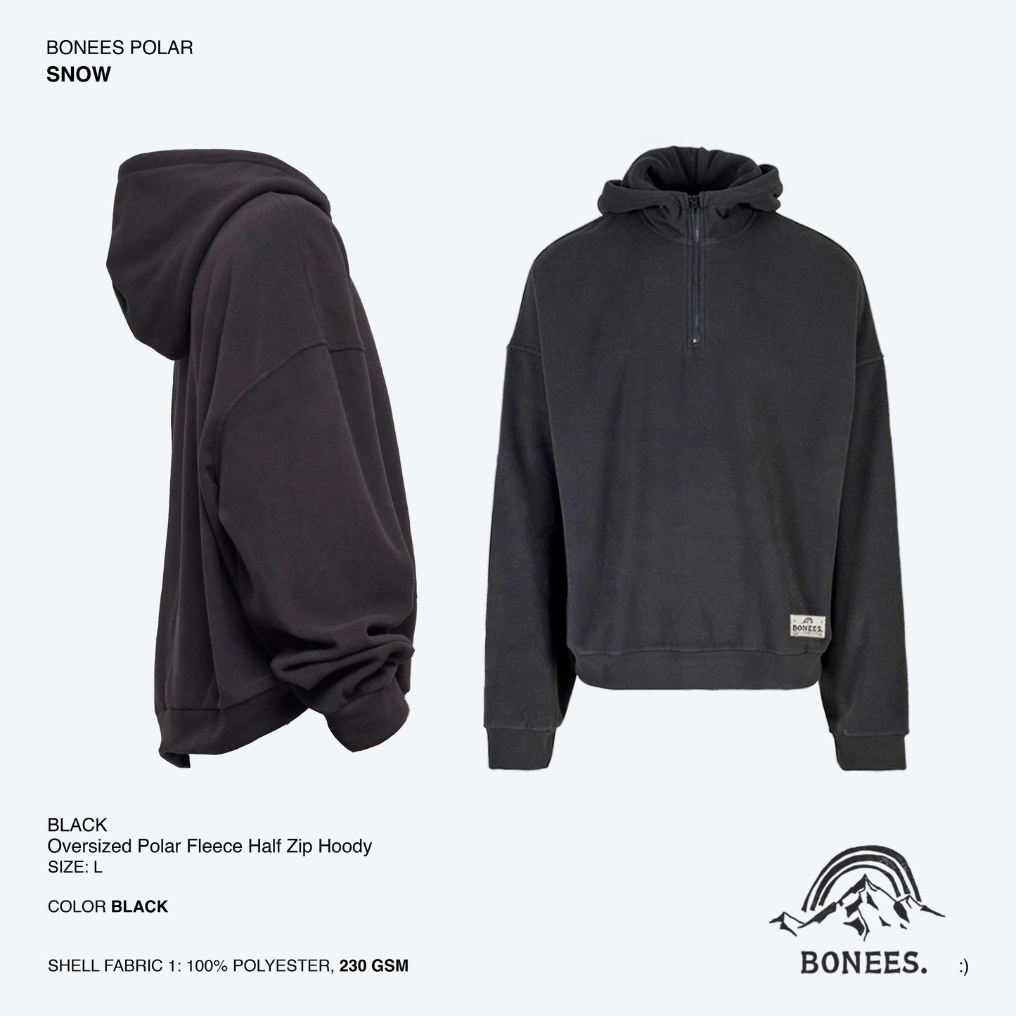 POLAR - Oversized Polar Fleece Half Zip Hoody